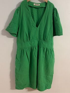Boden Green V-Neck Gauze Dress 16-18R
